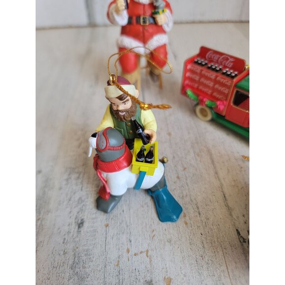 Vintage coca cola delivery truck variety Santa elf walrus ornament Xmas set - Picture 2 of 8